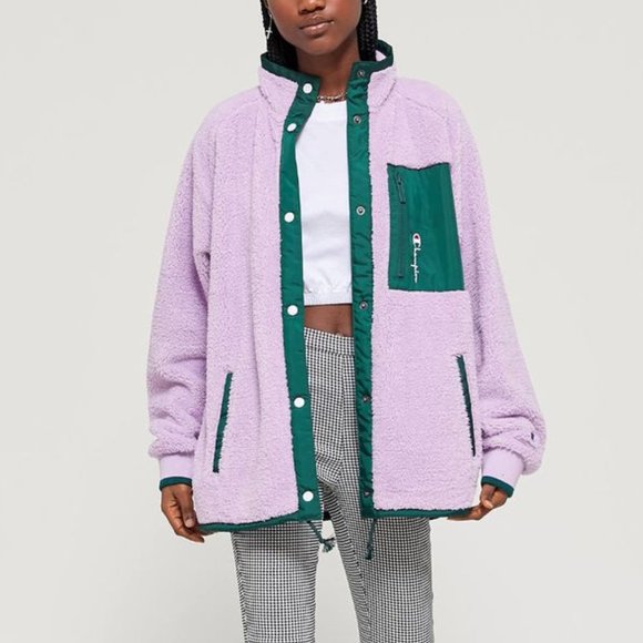 Champion Jackets & Blazers - Champion Purple & Green Sherpa Button Up Jacket